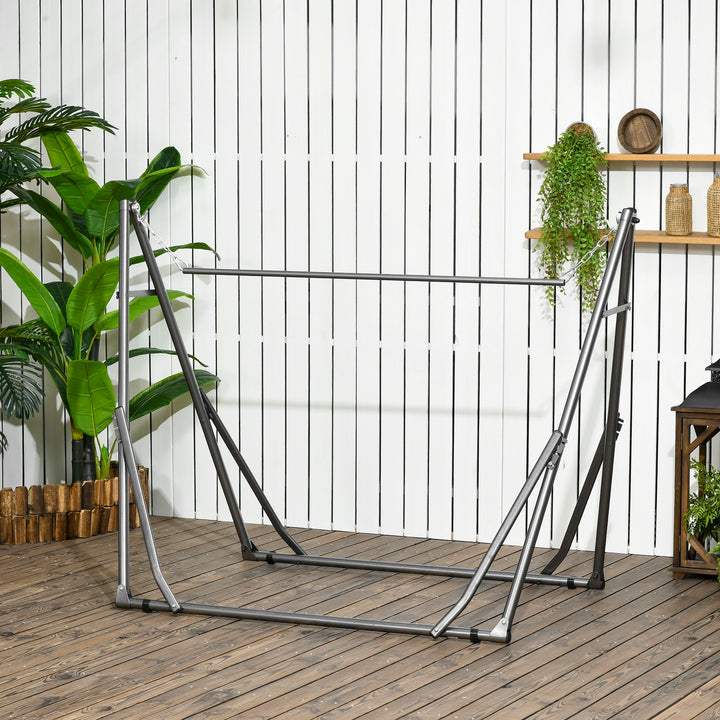 2-i-1 hængekøjestativ, vejrbestandigt, tørrestativ til tøj, 290 cm x 92 cm x 88 cm, sort