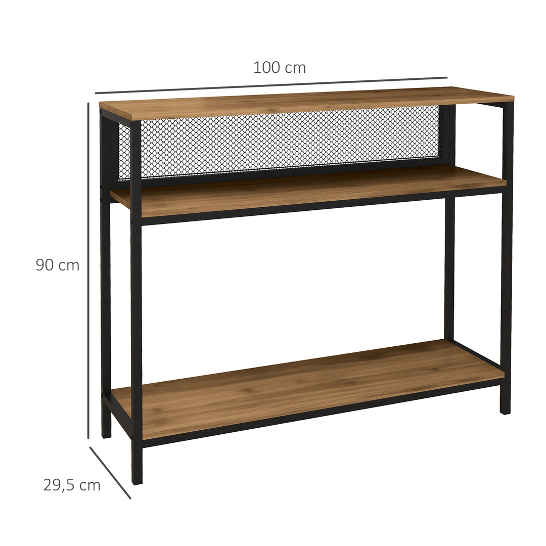 Skænk konsolbord entrehylde, industridesign, 100 cm x 29,5 cm x 90 cm, brun + sort