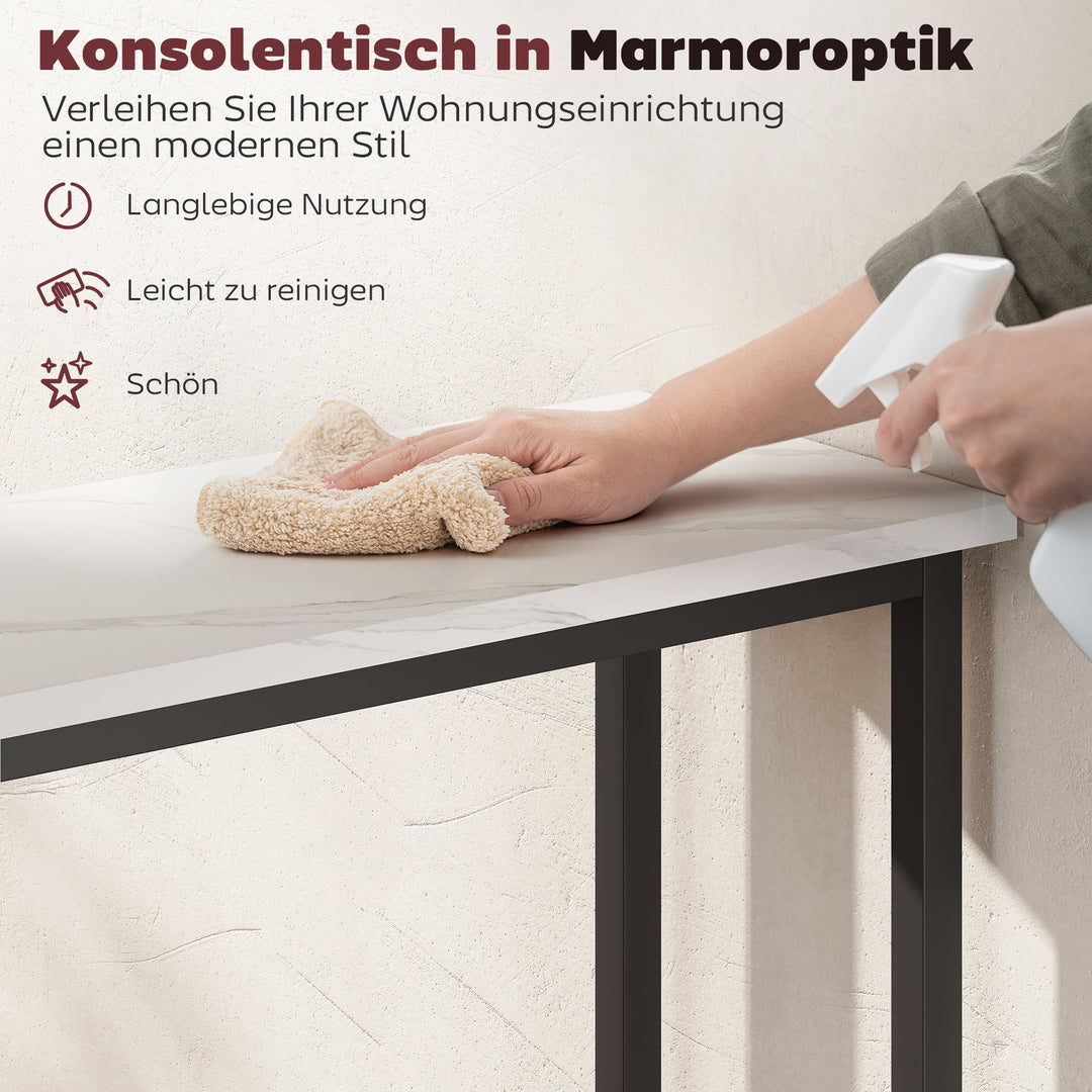 Konsolbord, entrebord med justerbare fodpuder, anti-tip beskyttelse, 75 x 24 x 76 cm, til små rum, sort