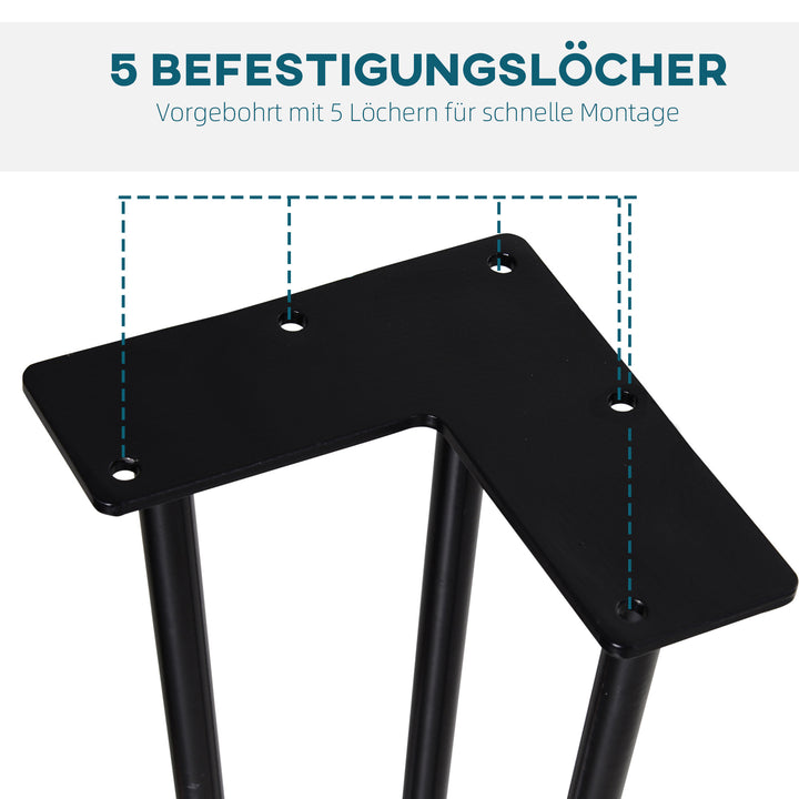 Bordbensæt, 4 stålbordben, gaffeldesign, 40 kg lasteevne, sort