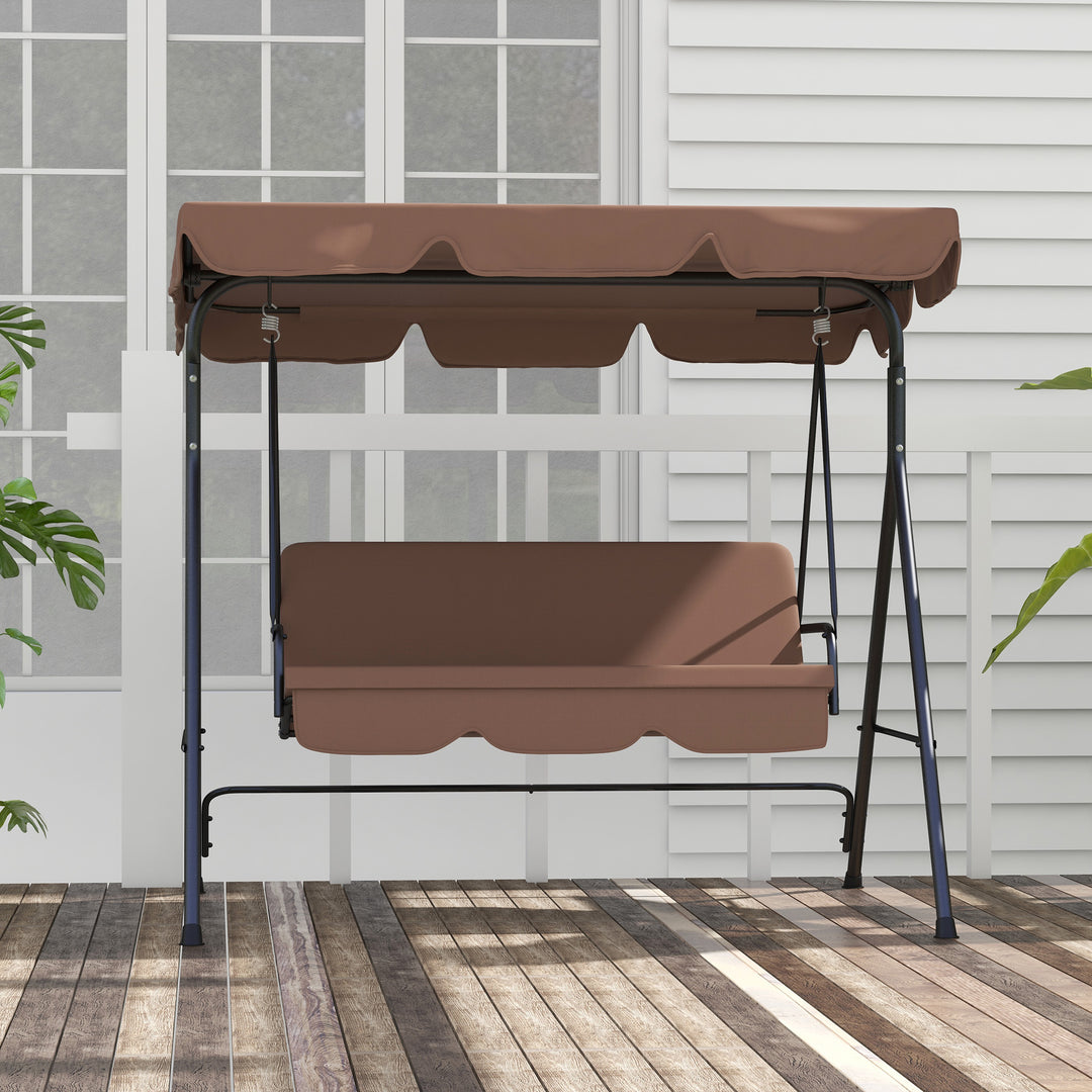 Hollywood gyngestol til havebrug, 3-personers, vejrbestandig, justerbar baldakin, 172 x 110 x 153 cm, brun