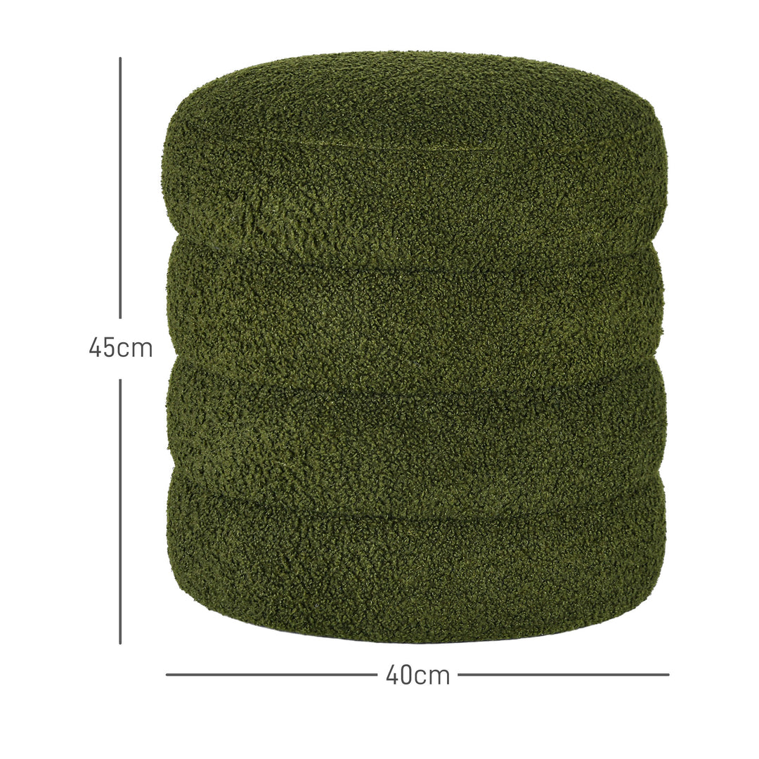 Skammel, rund, teddy fleece, op til 120 kg, ø40x45h cm, grøn