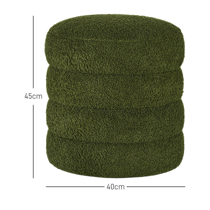 Skammel, rund, teddy fleece, op til 120 kg, ø40x45h cm, grøn
