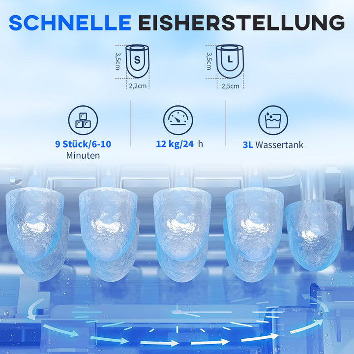Isterningmaskine isterningmaskine, timerfunktion, 1,2 l vandtank, sølv