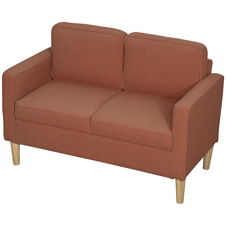 To-personers sofa med opbevaring og massive træben, til stue, soveværelse, 117 x 63 x 79 cm, orange