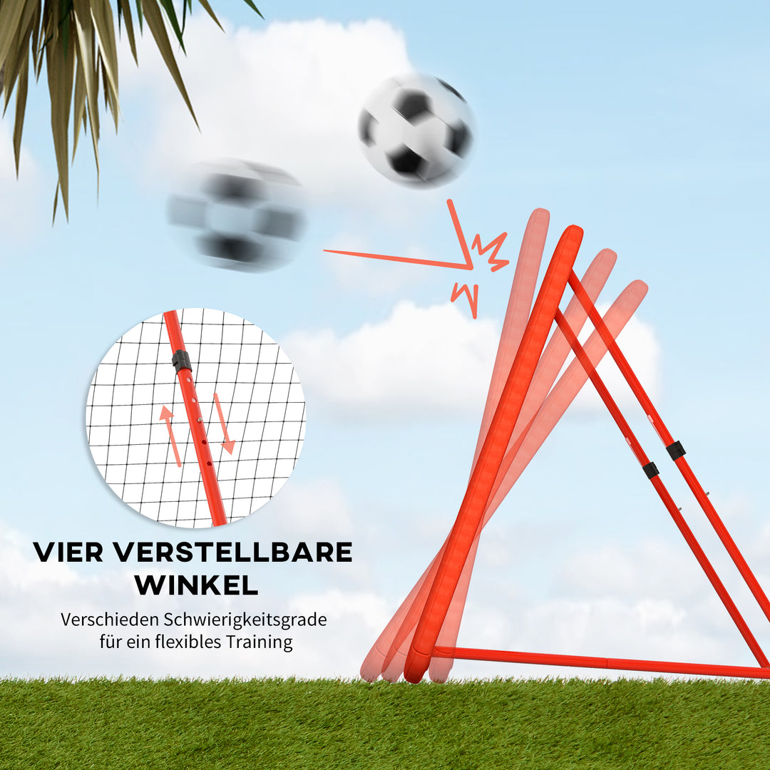 Fodbold rebound net, justerbart, foldbart, metalramme, all-weather pe net, inkluderer pløkker, rød