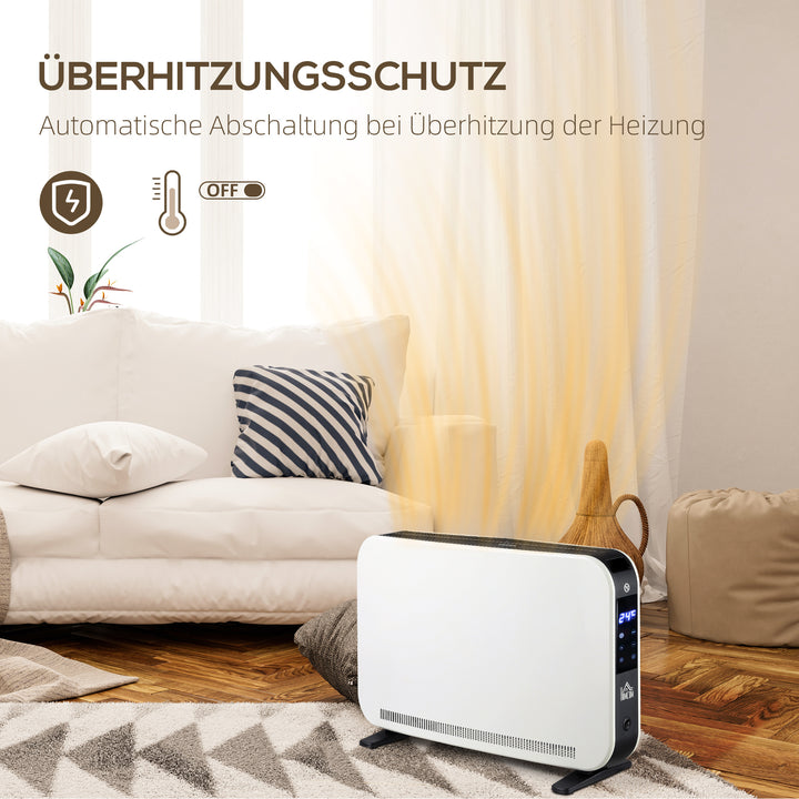 Elvarmer 2000w varmeblæser med 3 varmeindstillinger radiator med led-display, 24-timers timer justerbar temperatur til 18 m²