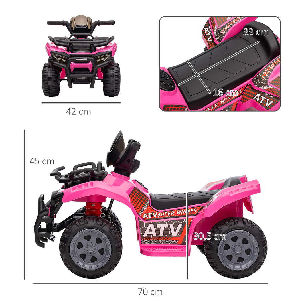 Børne elektrisk quad 6V med fremadgående funktion, musik, elektrisk quad til børn 1,5-3 år, lyserød