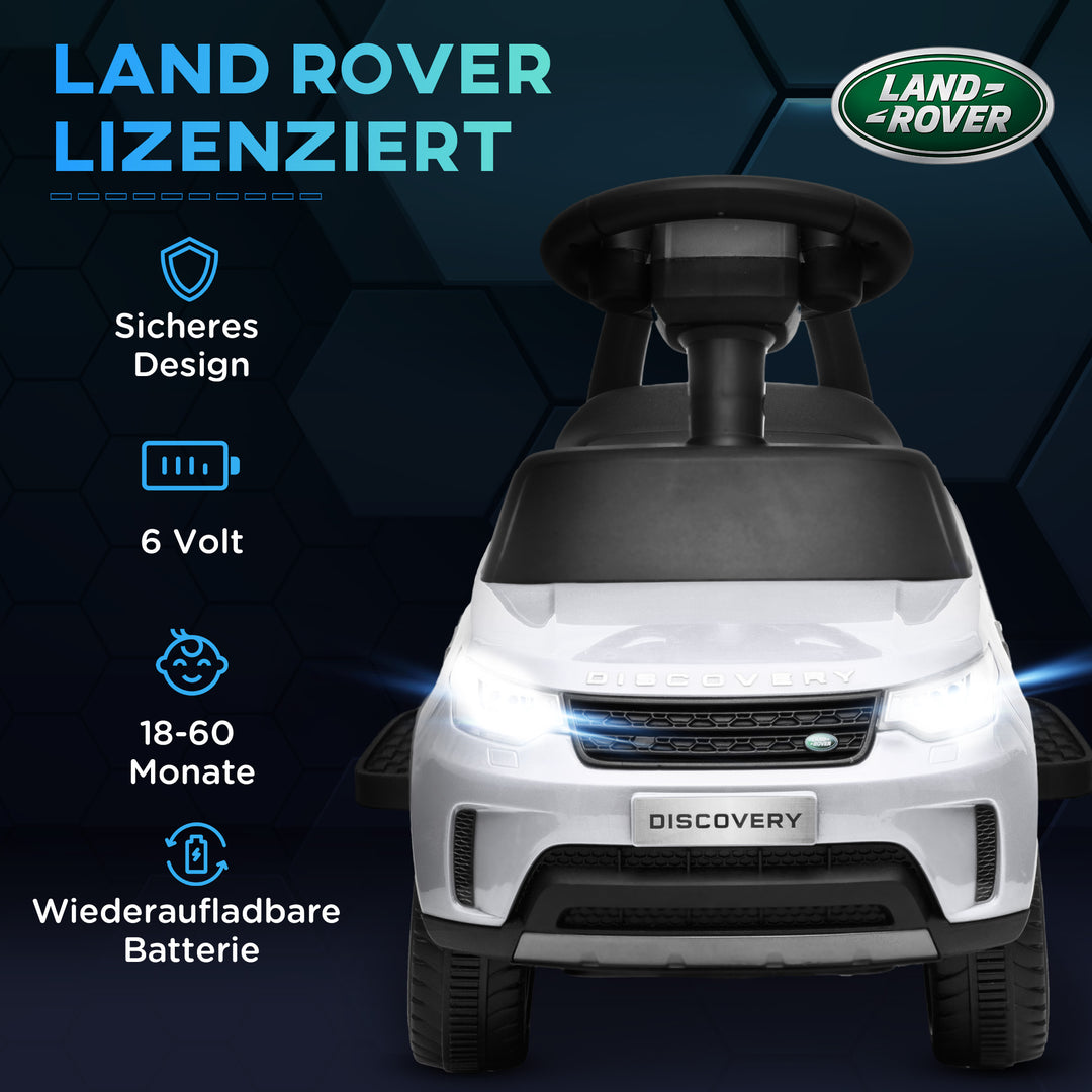 Elektrisk børnebil 6v, land rover, køre-/skubbetilstand, forlygter, musik, hvid