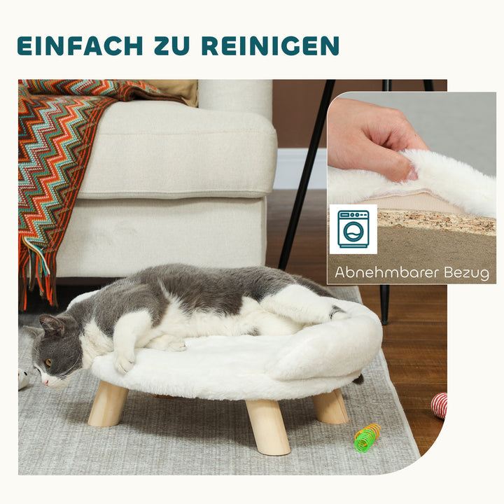 Kæledyrsseng til katte og hunde op til 5 kg/30 cm, vaskbart plysbetræk, cremehvid, 47 x 40 x 20 cm