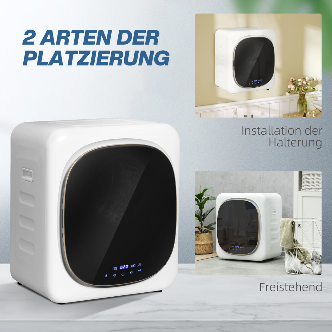 Tørretumbler med uv-desinfektion, kompakt design, 4 kg kapacitet, rustfrit stål, hvid