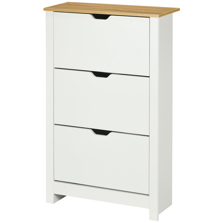 Skoskab med skoopbevaring, 3 rum, 18 par sko, 72 cm x 26 cm x 112 cm, hvid + brun