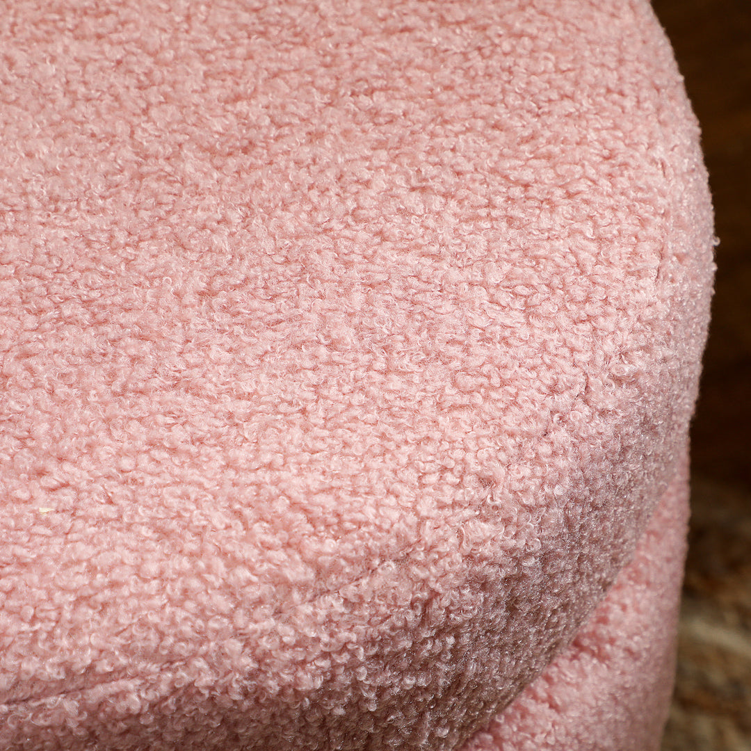 Skammel, rund, teddy fleece, op til 120 kg, ø40x45h cm, pink