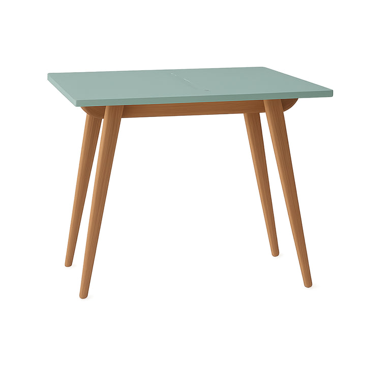 Spisebord med udtræk, 45x90cm, ben i asketræ, bordplade i smuk salviegrøn farve