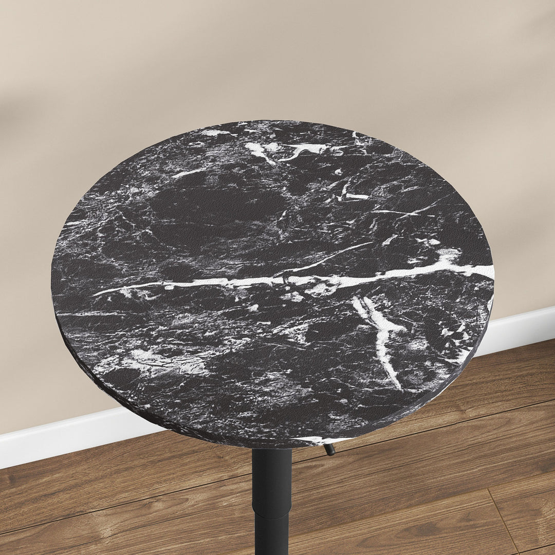 Barbord til 2 personer, højdejusterbart, marmorlook, 60 x 60 x 68-93,5 cm, sort