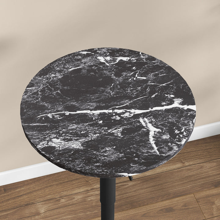 Barbord til 2 personer, højdejusterbart, marmorlook, 60 x 60 x 68-93,5 cm, sort