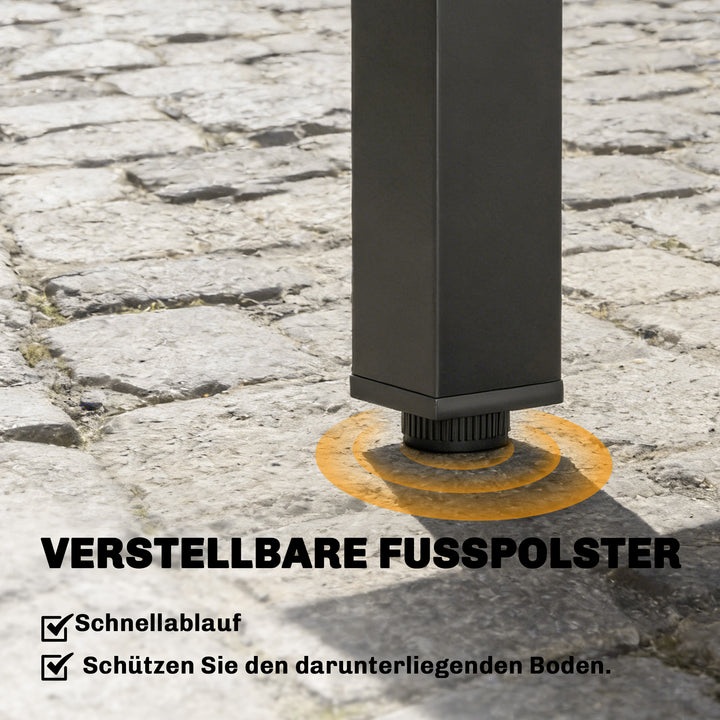Udtrækkeligt havebord, 80/160 x 80 cm, aluminiums spisebord til 4-6 personer, rektangulært med lamelplade