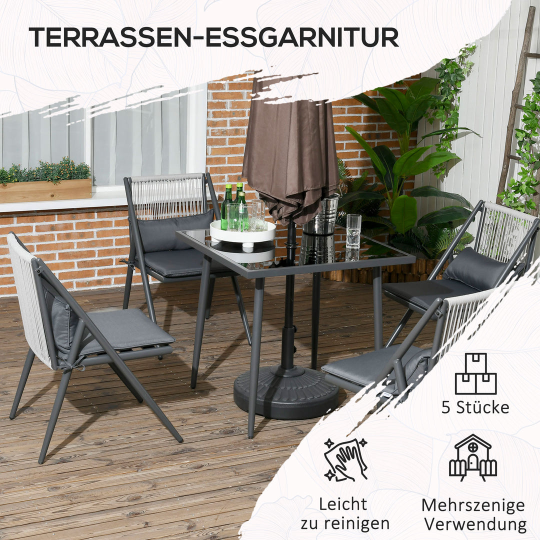 Havemøbelsæt med 5 dele, vejrbestandigt, 80 cm x 80 cm x 75 cm, mørkegrå