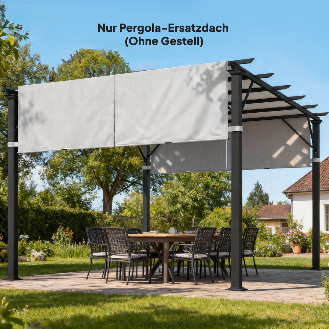 Udskiftningstag til pergola med UV-beskyttelse, solskærm til terrassetag til 3 x 3 m pavillon, lysegrå