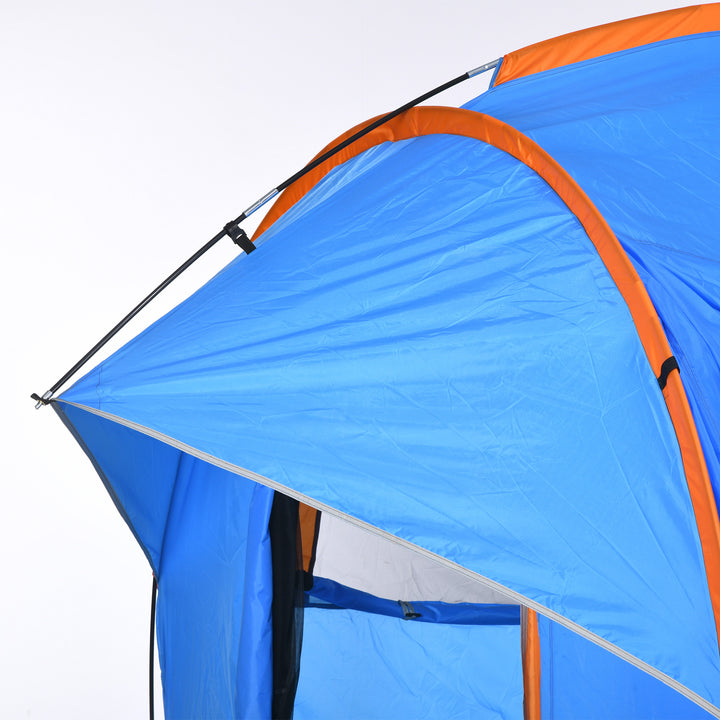 Biltelt campingtelt, 3 døre, vejrbestandigt, 239 cm x 210 cm x 210 cm, orange + blå