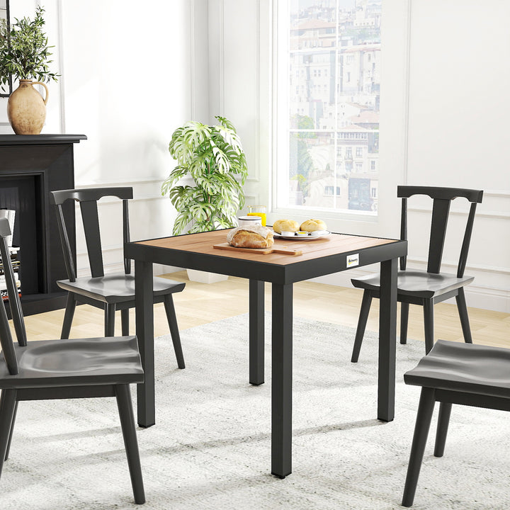 Havebord, plastik, 78 x 78 x 74 cm, vejrbestandig, aluminiumsstel; buffetbord, campingbord til 4 personer, balkonbord, havebord, udendørs spisebord til haven, terrasse, altan, sort