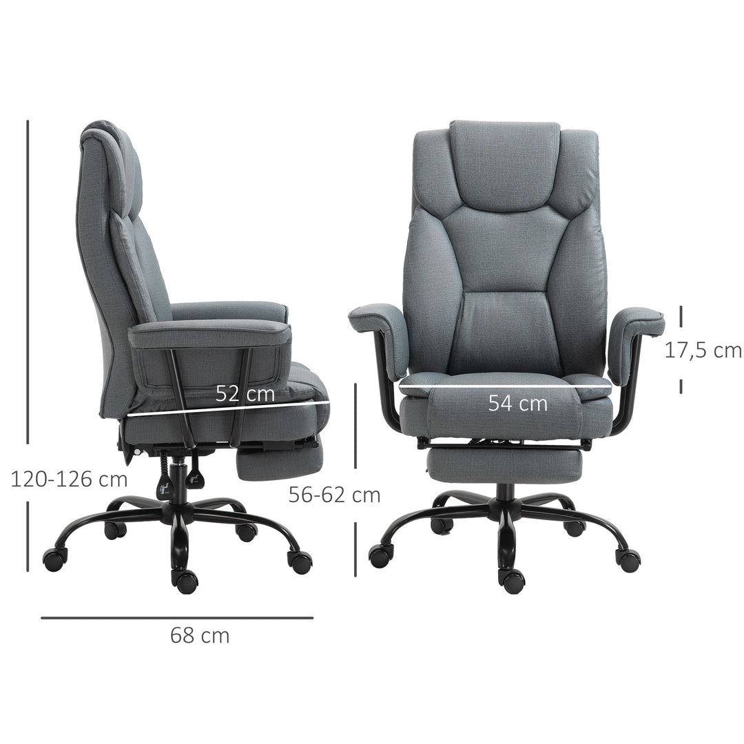 Kontorstol ergonomisk executive-stol 360° drejelig computerstol højdejusterbar med nakkestøtte og polstrede armlæn med fodstøtte kunstlæder 68 x 80 x 120–126 cm