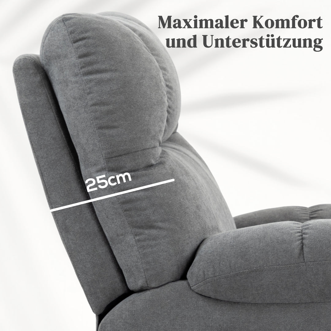 Løftestol til seniorer, med lænefunktion, inklusive fjernbetjening, 144 cm x 91 cm x 88 cm, grå