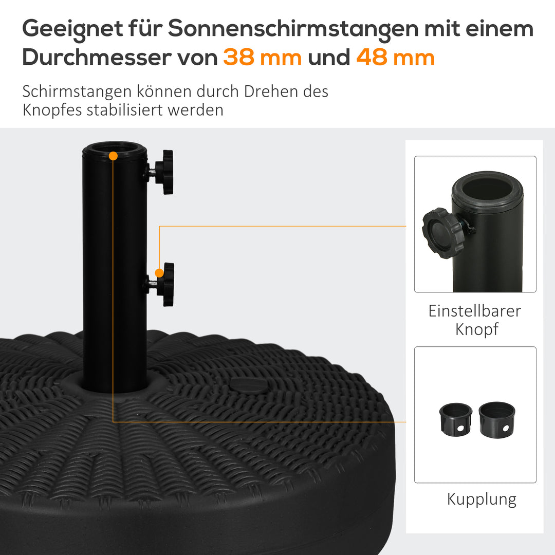Parasolstativ/parasolholder, vejrbestandig, fyldbar, Ø51 x 36H cm, sort