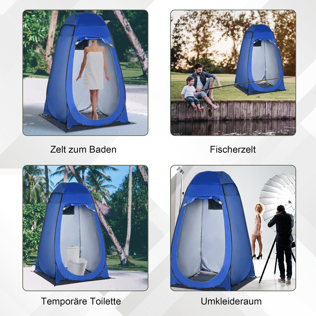 Pop-up brusetelt toilettelt camping pusletelt med bæretaske mobilt udendørstoilet puslerum opbevaringstelt mørkeblå 126 x 124 x 189 cm