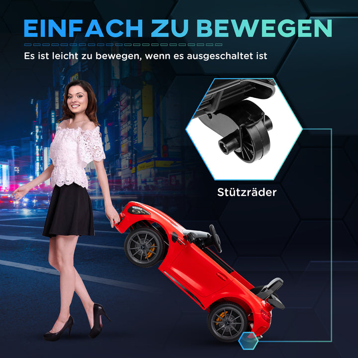Elektrisk børnebil, Mercedes, 3-5 km/t, fjernbetjening, lys og musik, rød