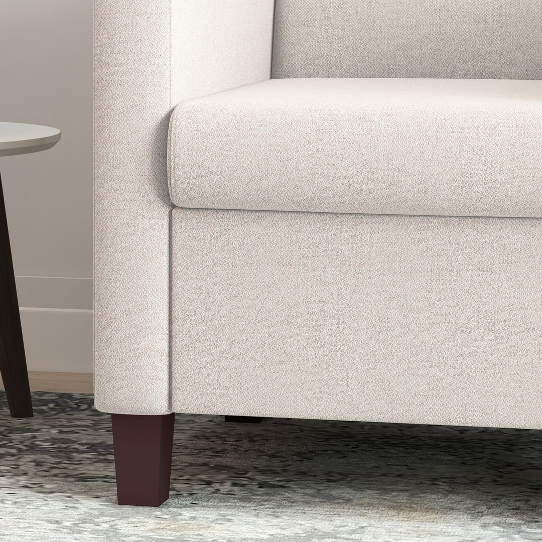 Polstret lænestol i linnedlook, skum, sædehynde, træstel, cremehvid