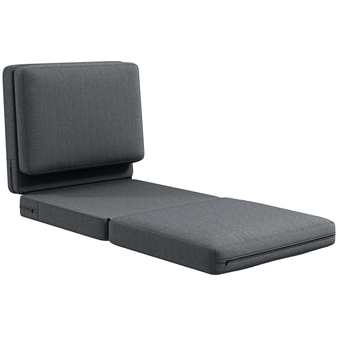 Klapstol med hynde, polstret sofa, stue, gæsteværelse, kontor, 75 x 268 x 18 cm, mørkegrå