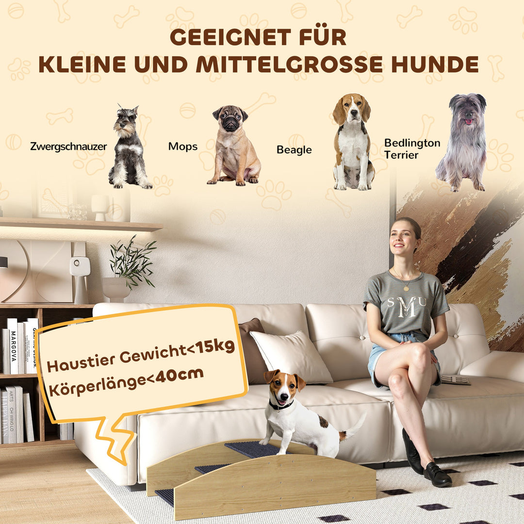 Agility hundegynge, 2-i-1 vippe og trappe, skridsikker, grantræ, 80 x 39,5 cm