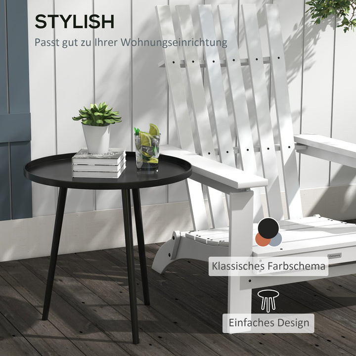 Udendørs sidebord, havebord, rundt terrassebord, stål, 40 x 50 cm, sort