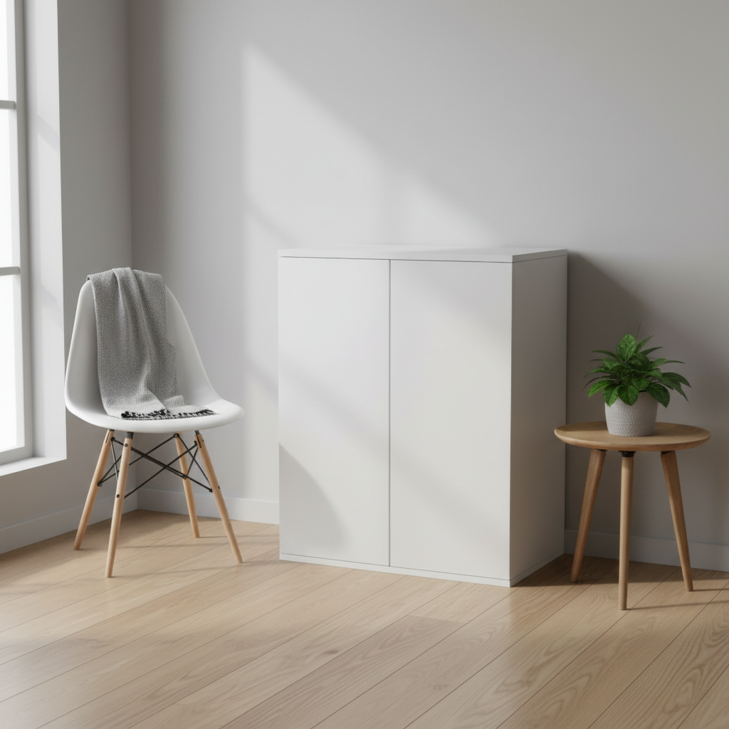 Kommode med push-to-open, 73x60x32 cm, hvid - Dalosa