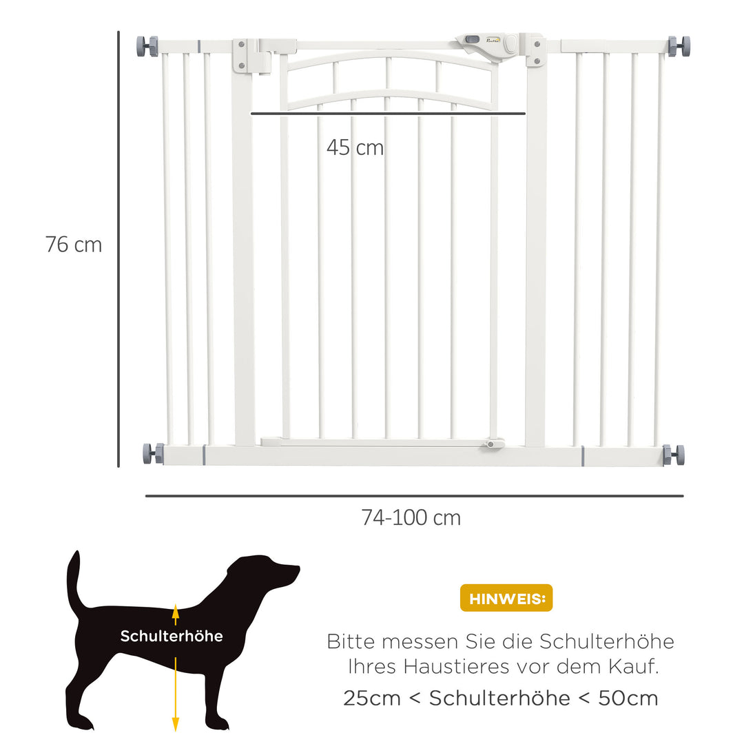 Trappegitter hundegitter, automatisk lukning, enhåndsbetjening, 100 cm x 4 cm x 76 cm, hvid