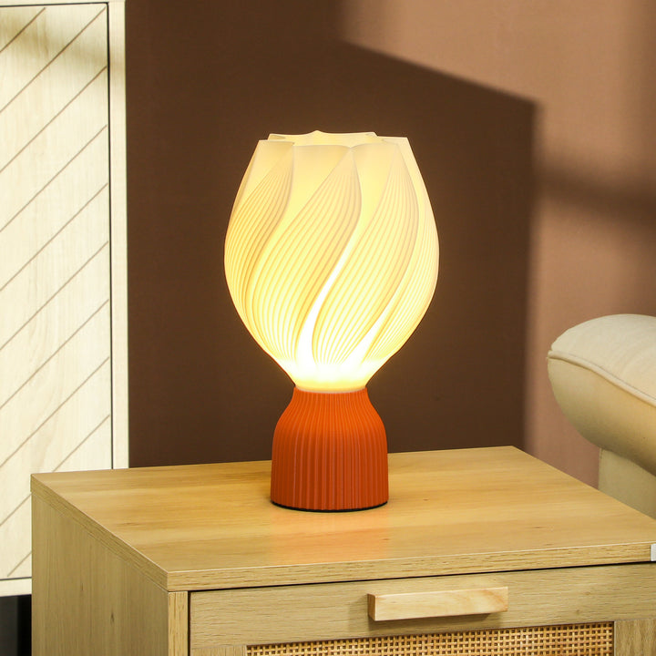3D-printet lampe med kronbladsformer, plastik, energieffektiv, hvid