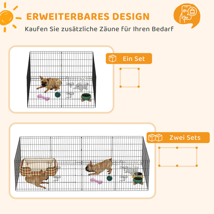 Kæledyrskravlegård, legegård til hvalpe og små hunde, med dør, egnet til indendørs og udendørs brug, 61 cm, sort