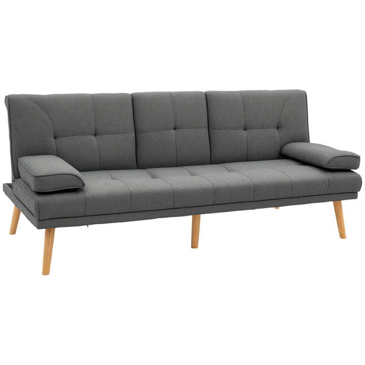Skandinavisk 3-personers sovesofa med 2 hynder, grå + natur