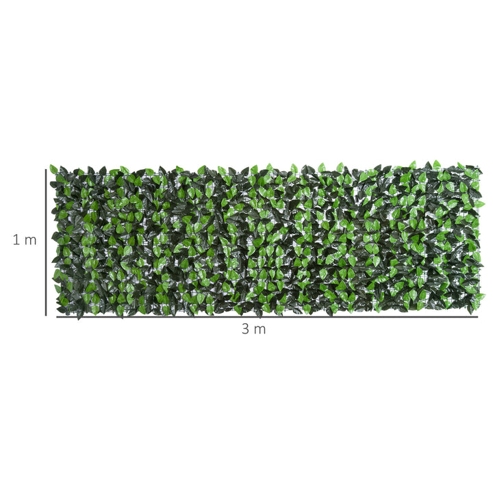 Kunstig hæk, kunstig klatreplante, udendørs dekoration, realistisk udseende, 300 cm x 100 cm, mørkegrøn