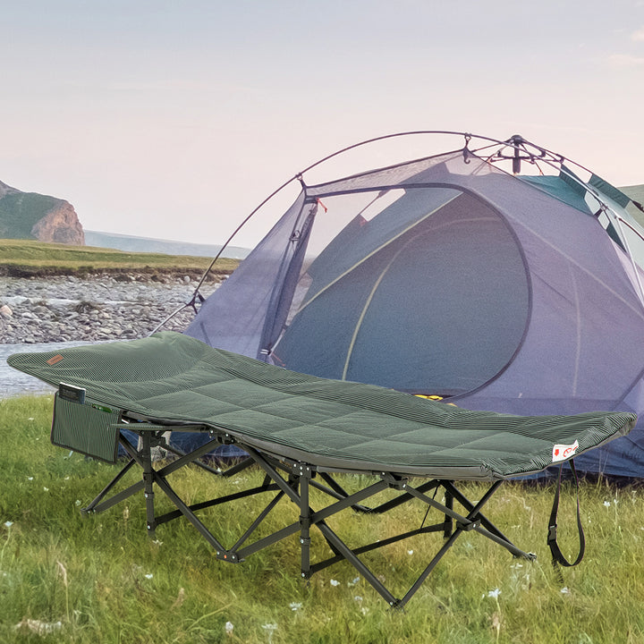 Foldbar liggestol med ryglæn, der kan lænes tilbage og kopholder, op til 120 kg, 68 x 186 x 48 cm, grå