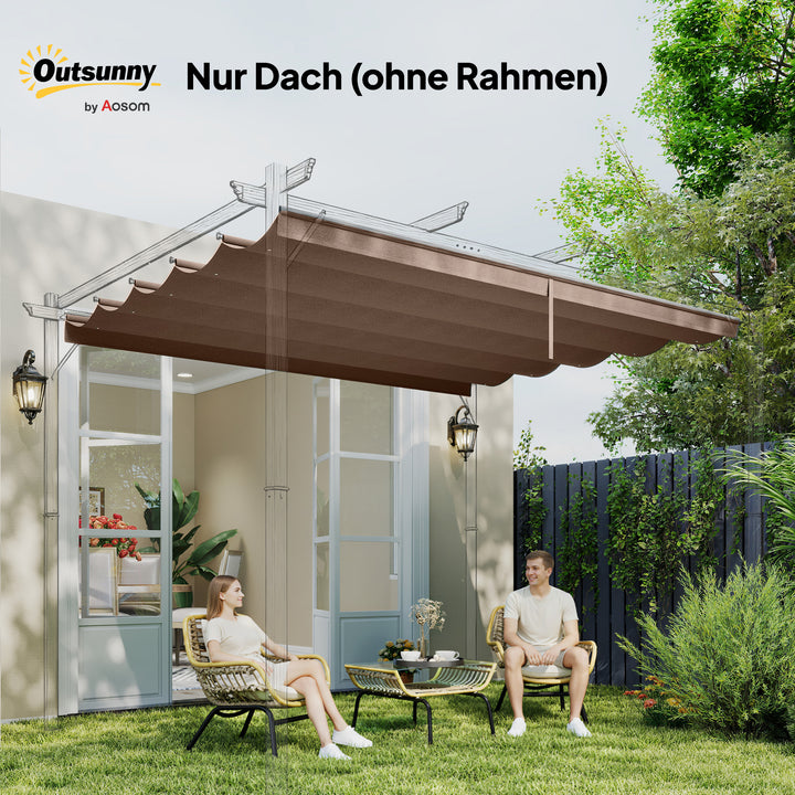 Udskiftningstag til 3 x 3 m pergola, udtrækkeligt, med drænhuller til regnvand, vejrbestandigt, polyester, 250 x 255 cm Kaffe