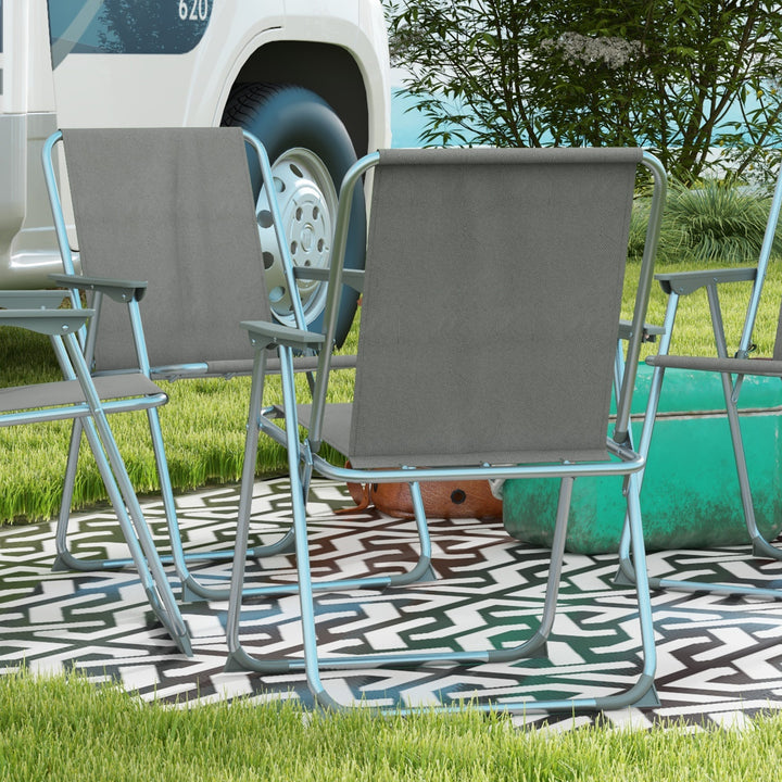 Havestol foldbar campingstol, 53 cm x 54 cm x 76 cm, grå + sølv