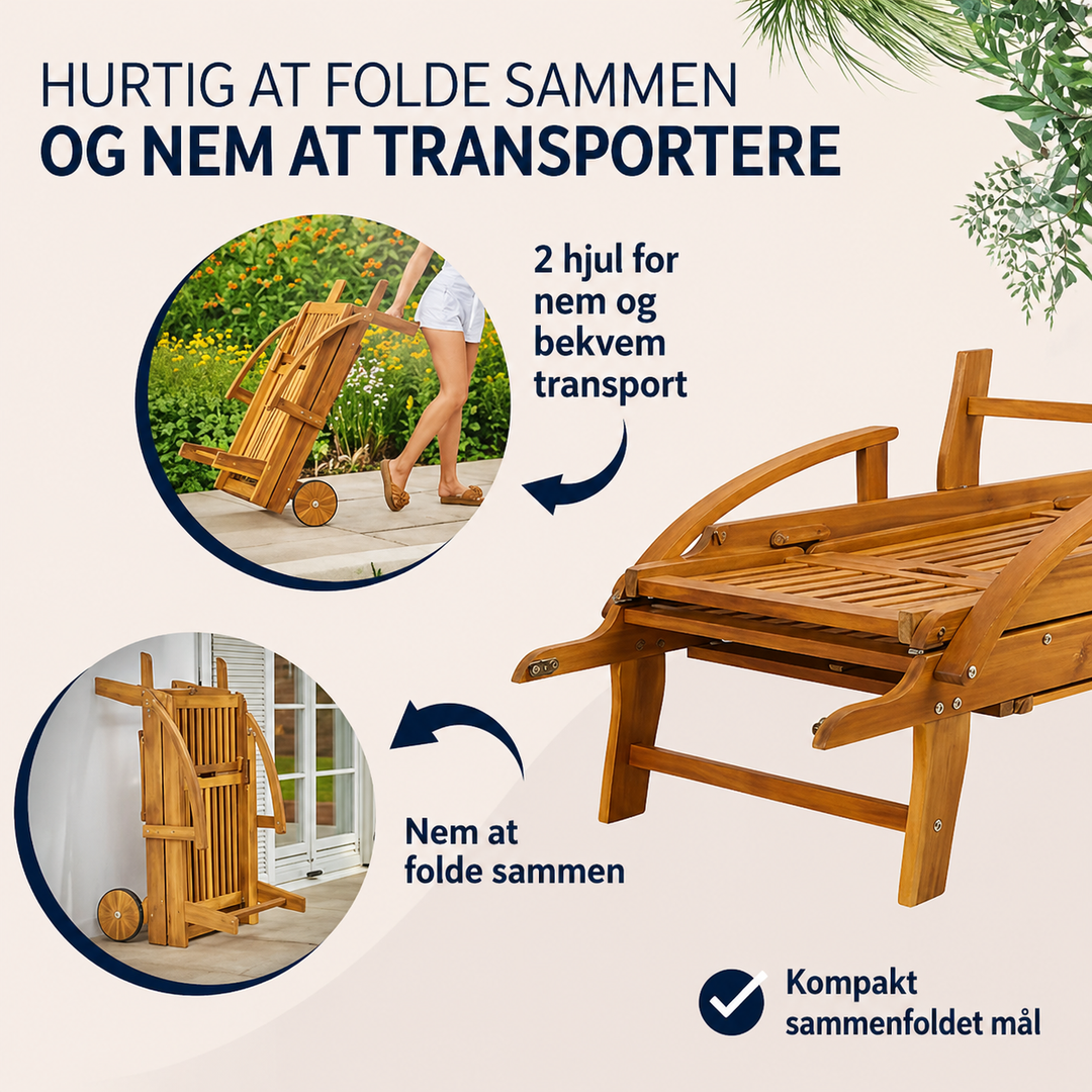 Smuk liggestol / solseng i akacietræ, naturfarvet - EOL