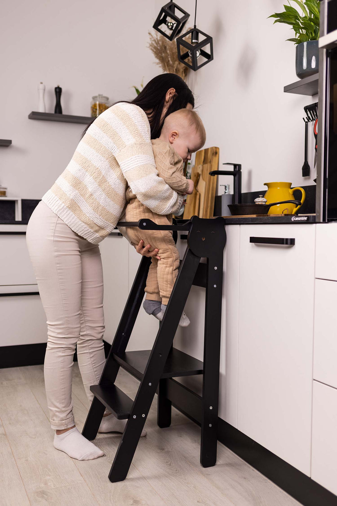 Trin-skammel til barn, sort