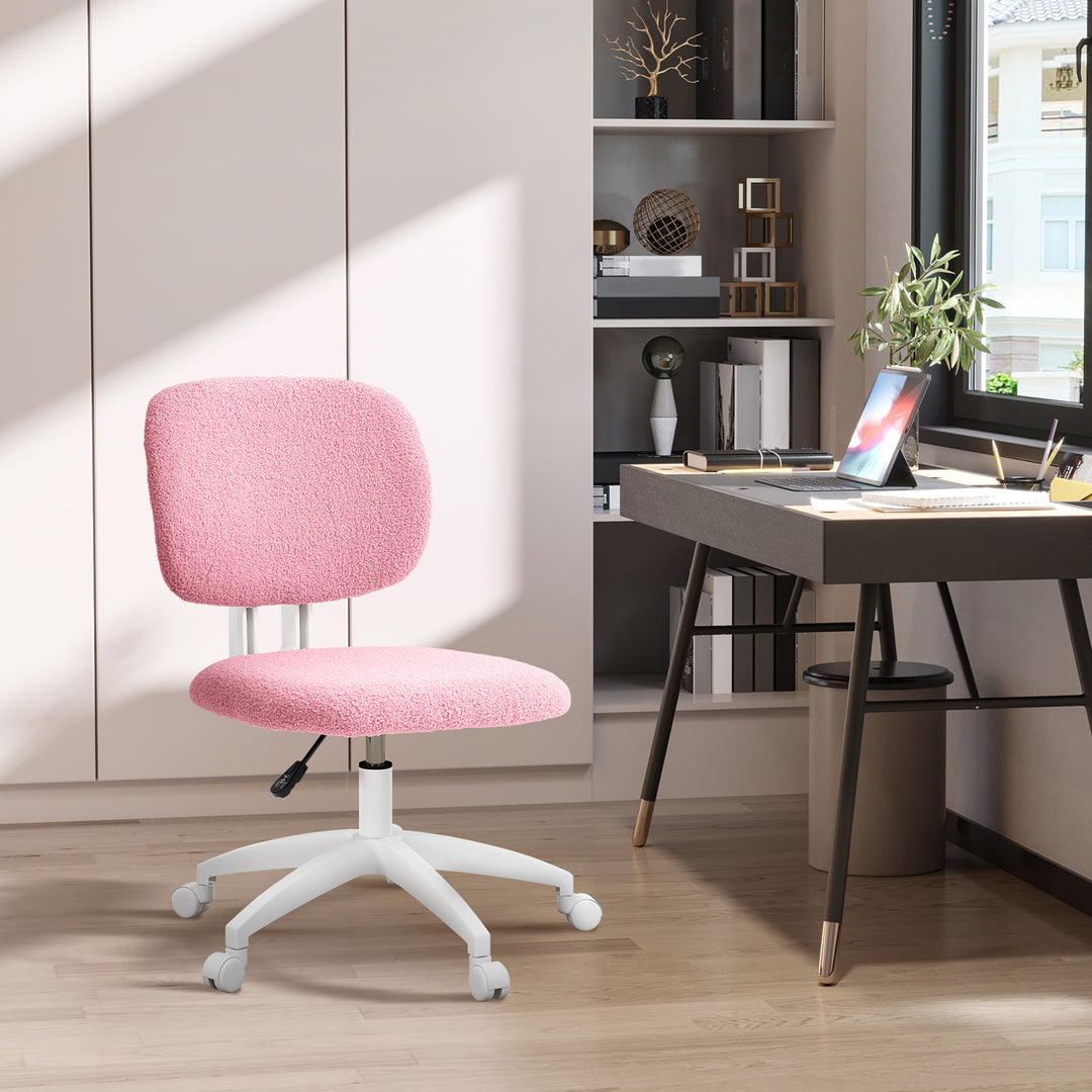 Kontorstol, computerstol, drejelig, højdejusterbar, 48 cm x 53 cm x 80-90 cm, pink