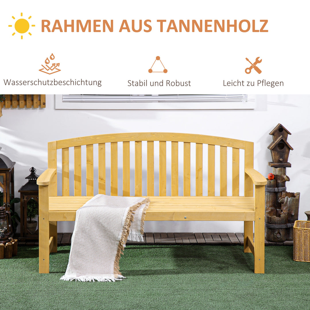 2-personers havebænk i træ, vejrbestandig, havemøbler med ryglæn, 240 kg lasteevne, 140 x 50 x 85 cm, orange