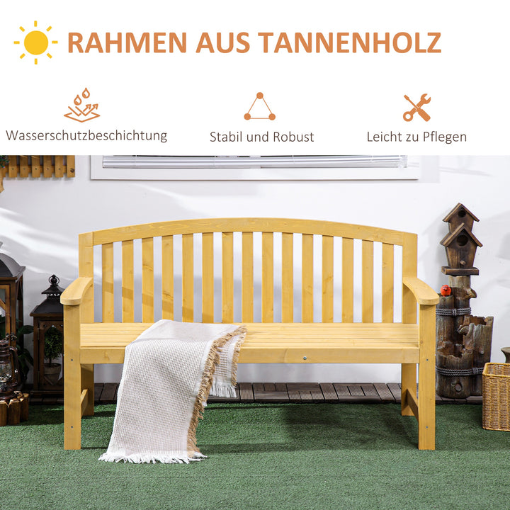 2-personers havebænk i træ, vejrbestandig, havemøbler med ryglæn, 240 kg lasteevne, 140 x 50 x 85 cm, orange