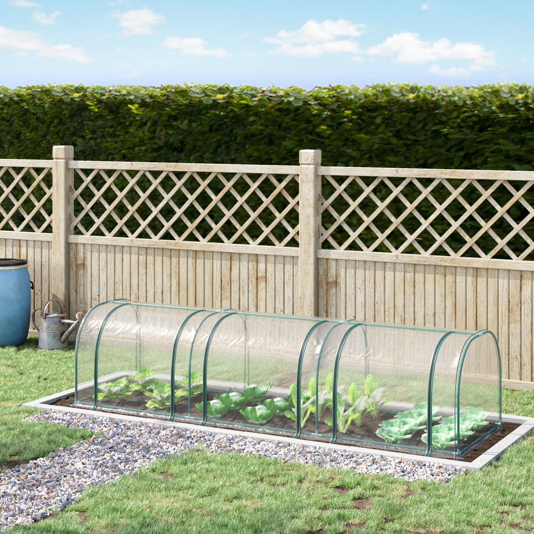Drivhus, væksthus med dør, kold ramme, plantehus, plantedyrkning, stål, plast, 350 x 100 x 80 cm, grøn