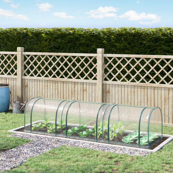 Drivhus, væksthus med dør, kold ramme, plantehus, plantedyrkning, stål, plast, 350 x 100 x 80 cm, grøn